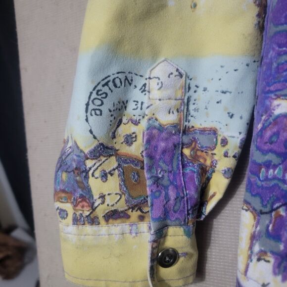 Chico's Colorful Jacket Women's Size 2 Travel Lover Vacation Wear Fun Colorful - Picture 6 of 15